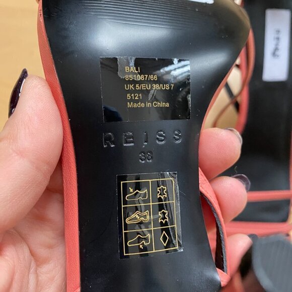 Reiss "Bali" leather strappy coral heels - Picture 5 of 8
